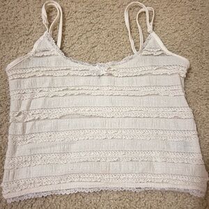 Chic Lace-Trimmed Cream Camisole